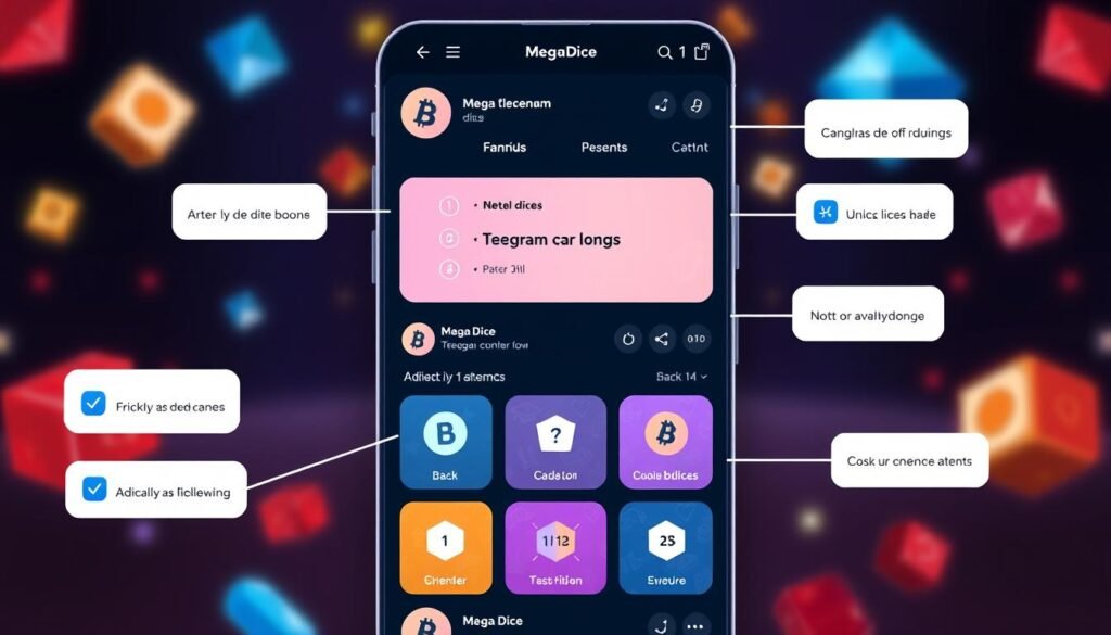Generate an image of Mega Dice's Telegram bot interface